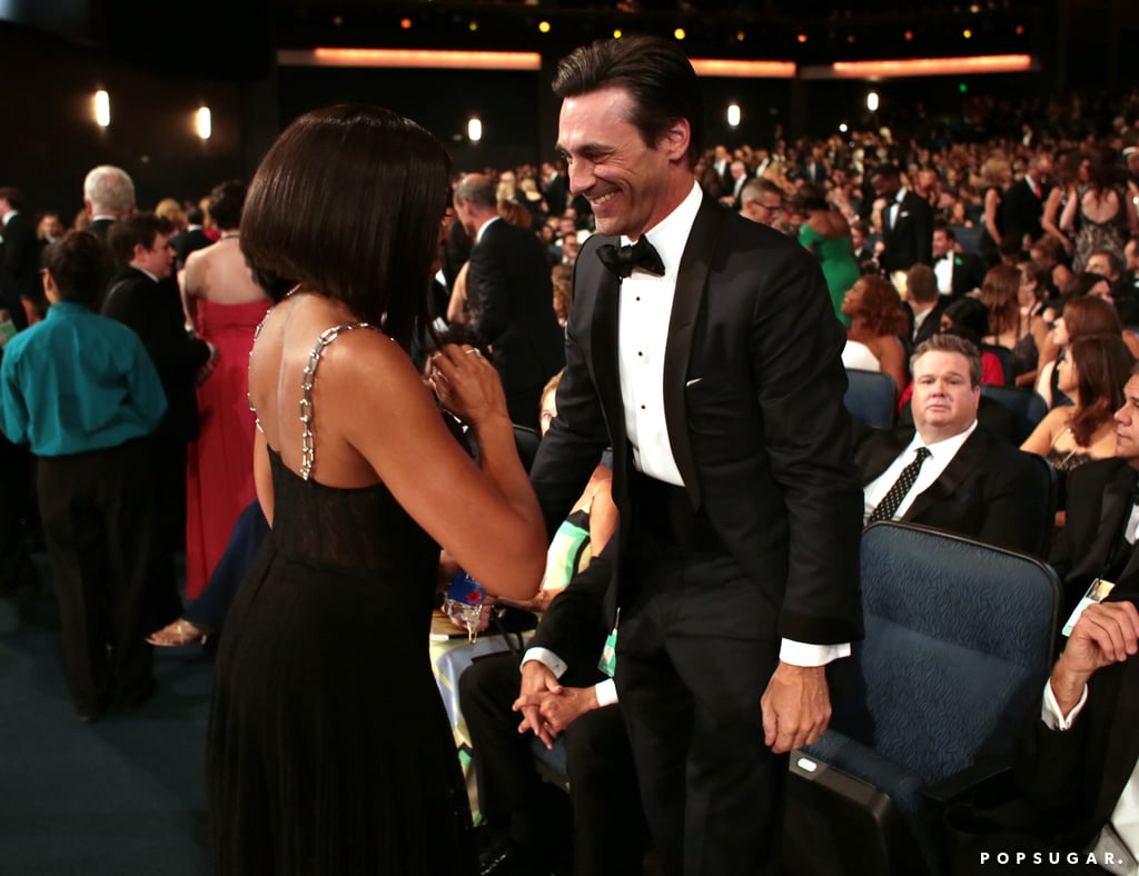 She also made sure to greet Jon Hamm, who would go on to win his first-ever Emmy Award.
