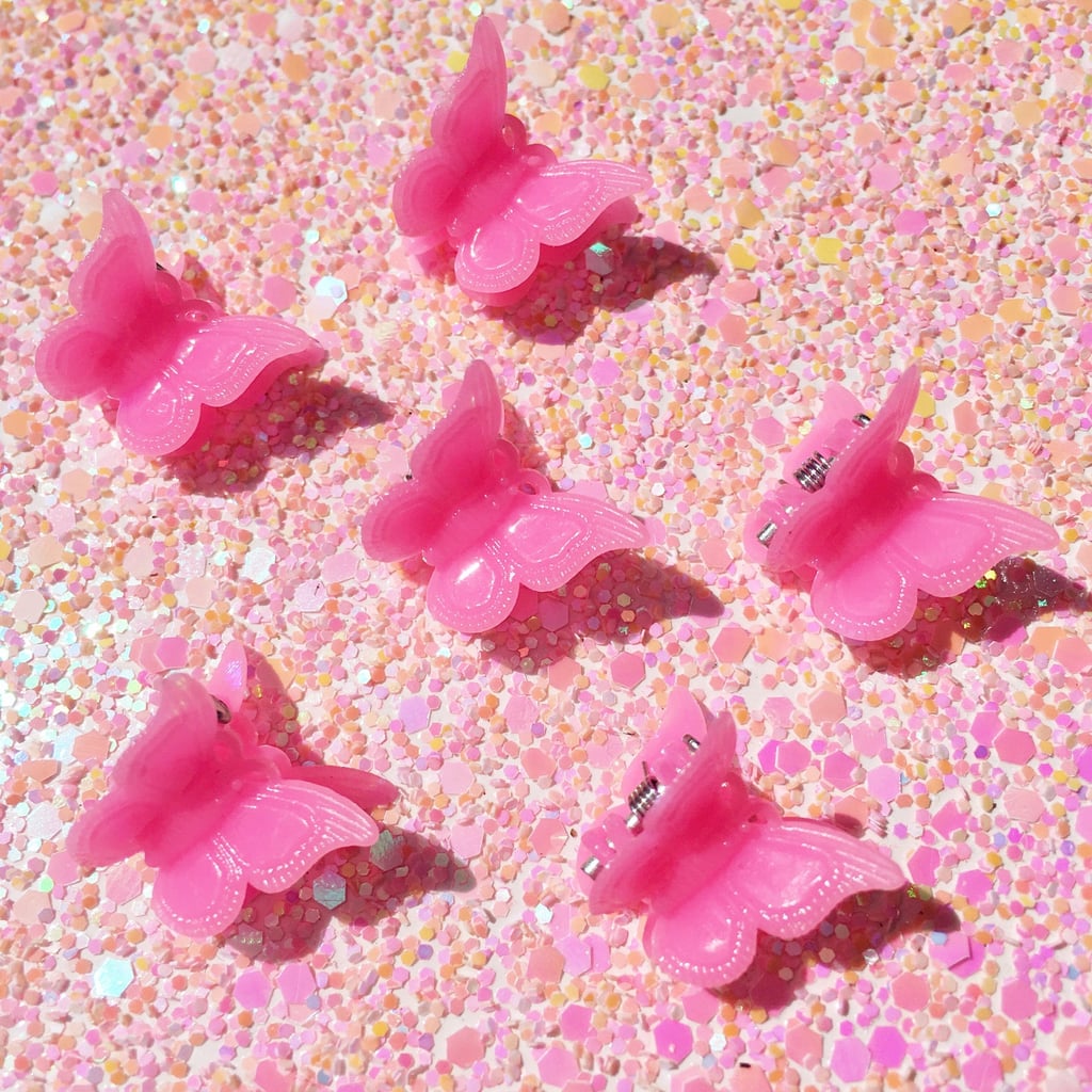 Pink 90's Butterfly Clips
