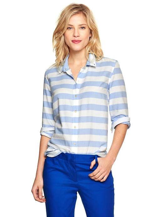 Gap Thick Blue-and-White Stripe Oxford Shirt