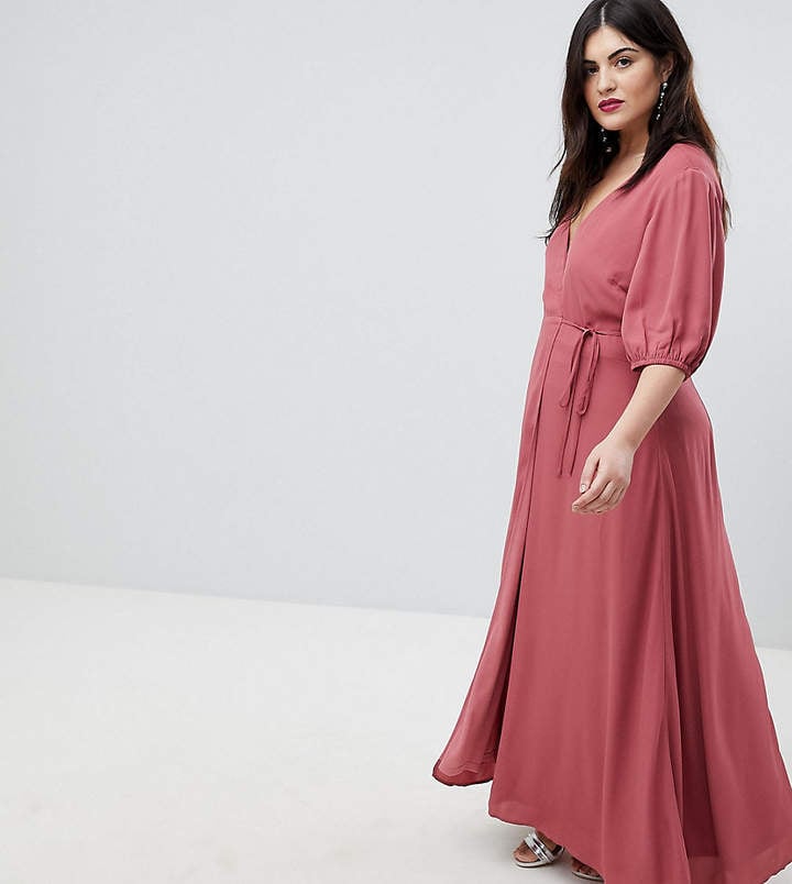 Fashion Union Plus Maxi Wrap Dress With Balloon Sleeves