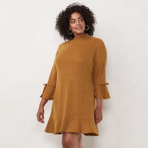 LC Lauren Conrad Plus Size Mockneck Swing Sweater Dress