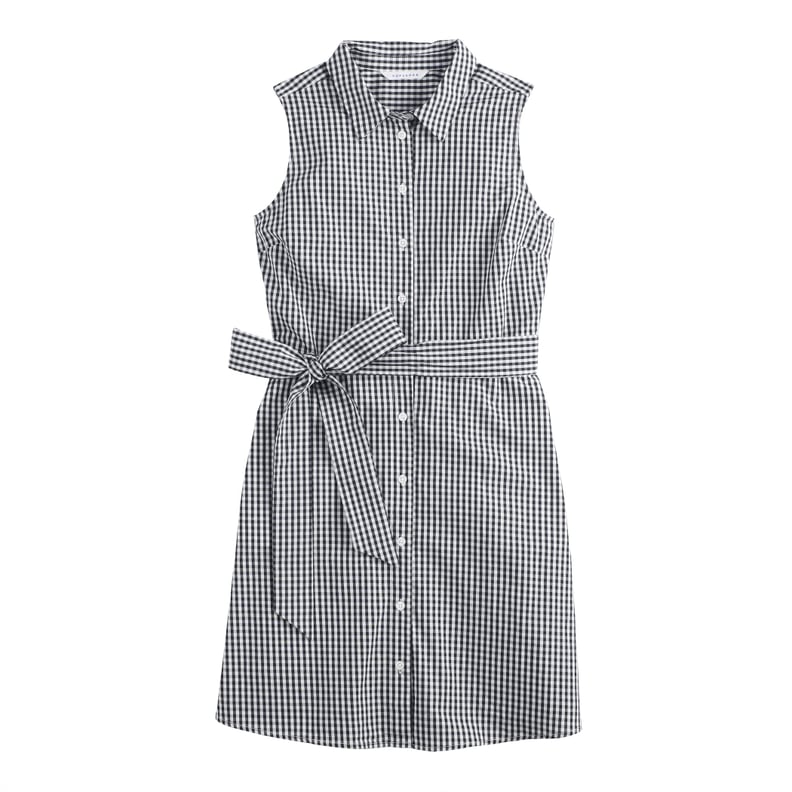 Sleeveless Shirt Dress in Jet Black/Bright White Gingham