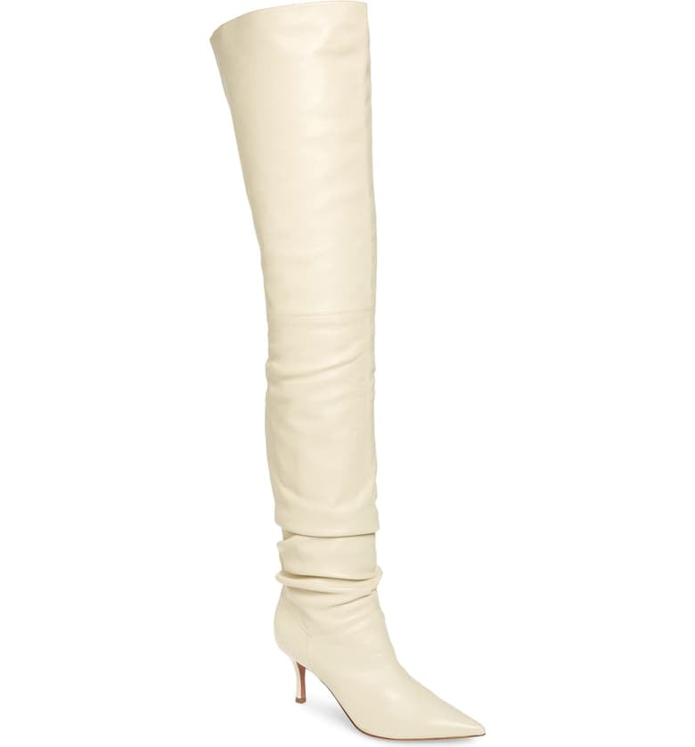 Amina Muaddi Barbara Ruched Over the Knee Boot