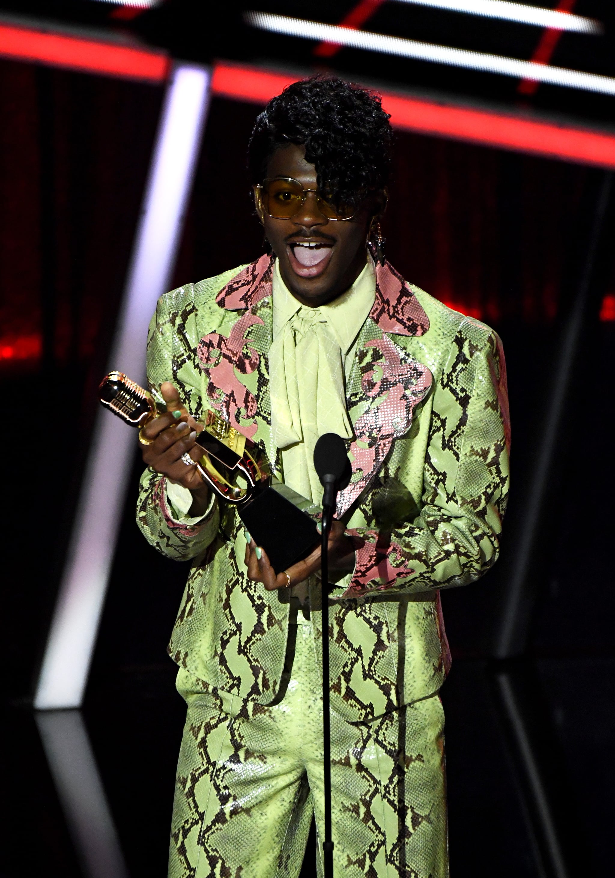 Lil Nas X S Snakeskin Suit At Billboard Music Awards 2020 Popsugar Fashion