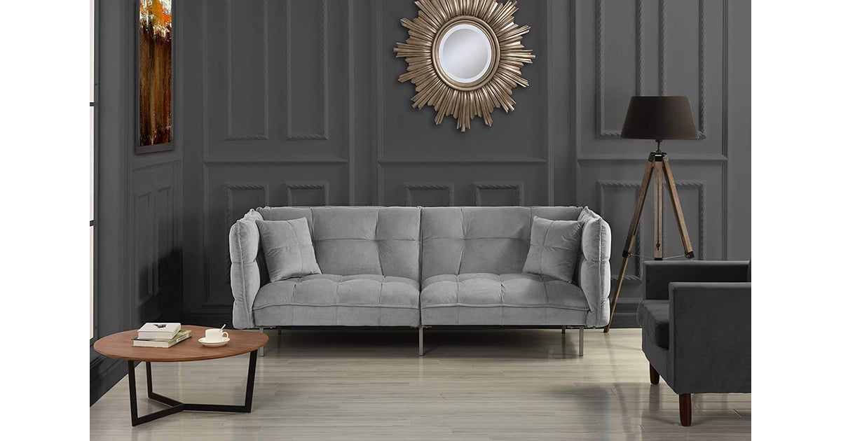 Divano Roma Furniture Modern Plush Tufted VelvetFabric Futon Top