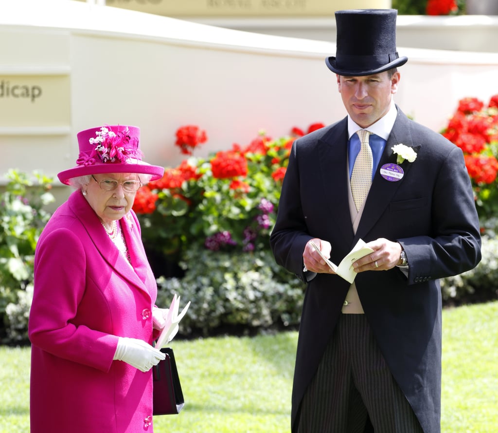 Queen Elizabeth and Peter Phillips wore similar hats to the Royal Ascot in 2014.