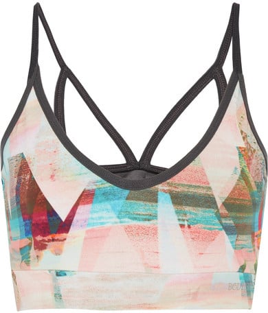 Bodyism I Am Calm Mesh-Paneled Printed Stretch-Jersey Sports Bra