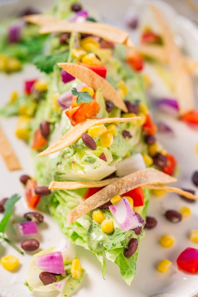 Mexican Wedge Salad With Creamy Avocado Cilantro Dressing