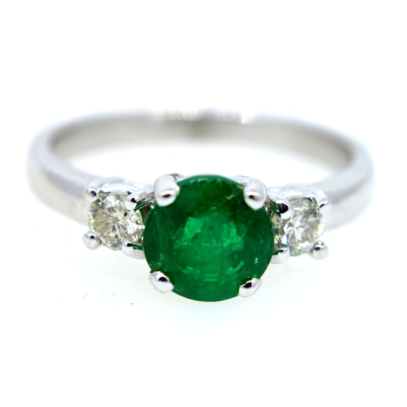 Concierge Diamonds Green Emerald & Diamond Engagement Ring​