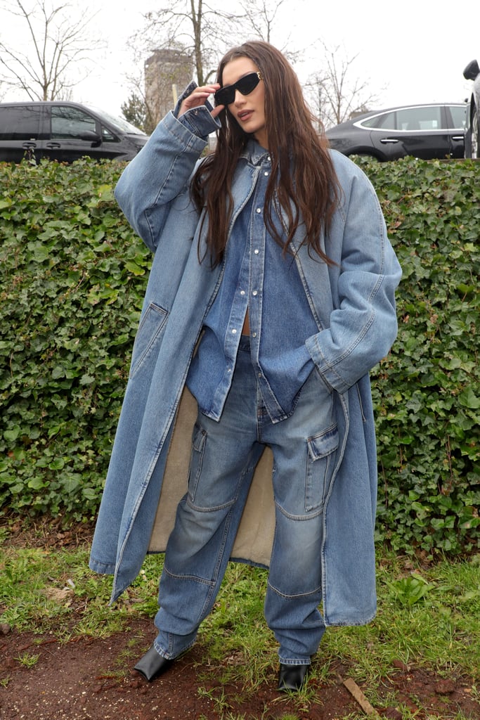 Bella Hadid Denim-on-Denim Outfit Paris Fashion Week Photos