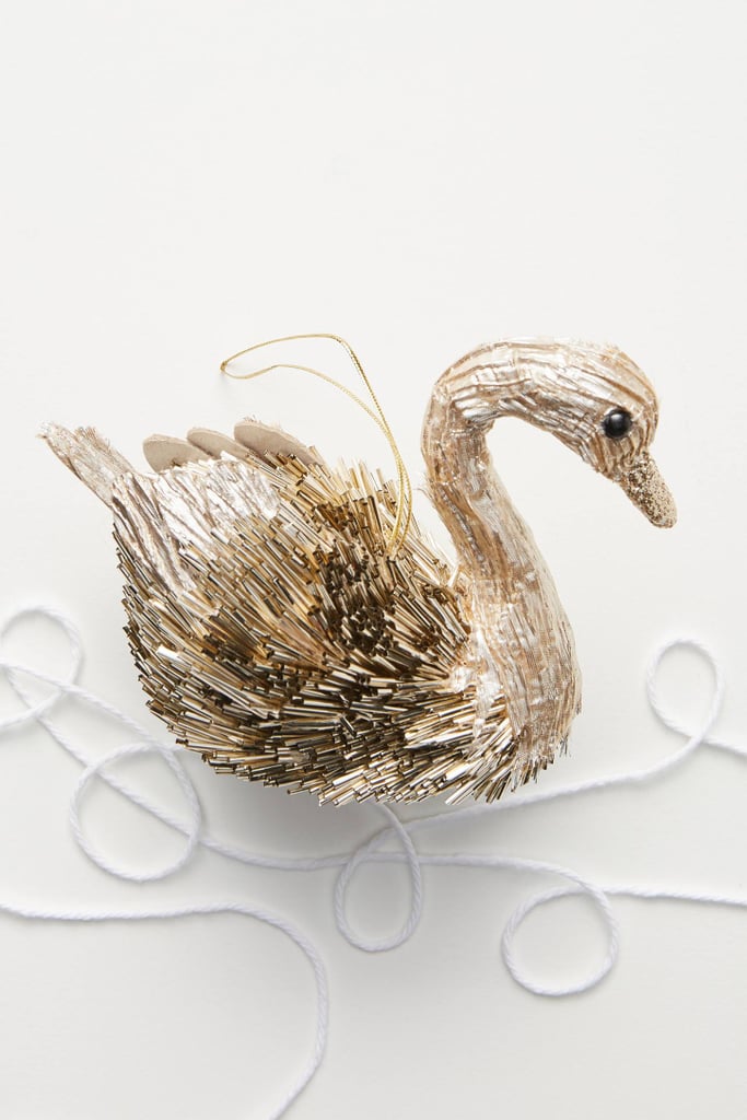 Metallic Beaded Swan Ornament