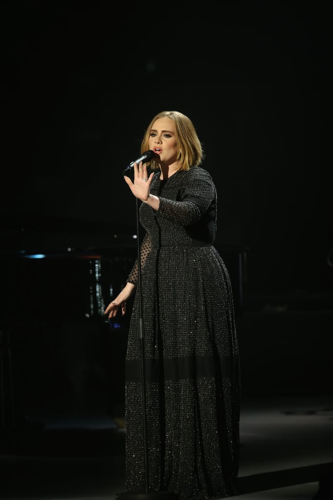 Adele's custom Burberry dress helped her steal the spotlight.