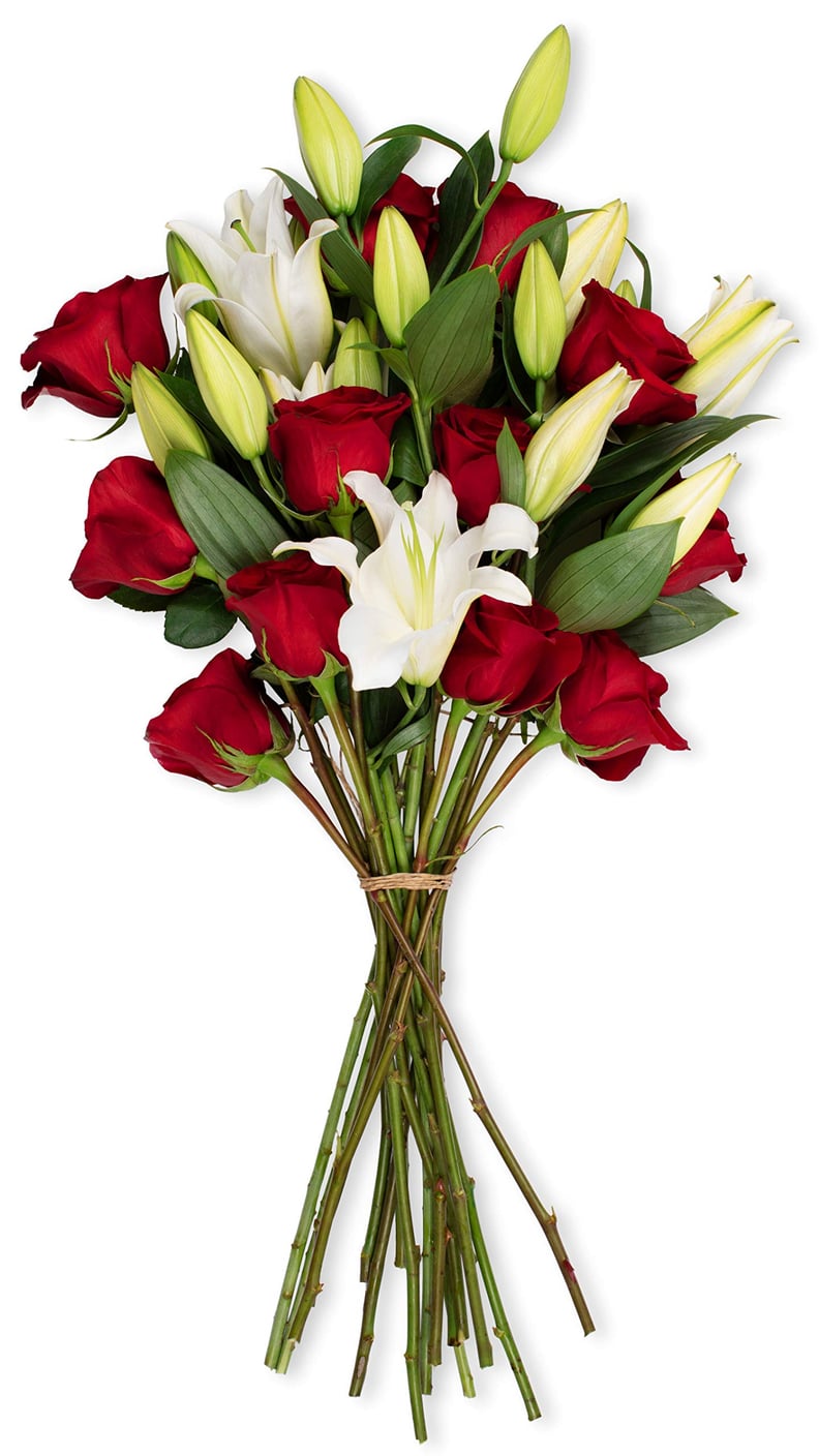 Benchmark Bouquets Red Roses and White Lilies