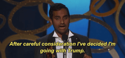 Aziz Making Up For His Nonspeech