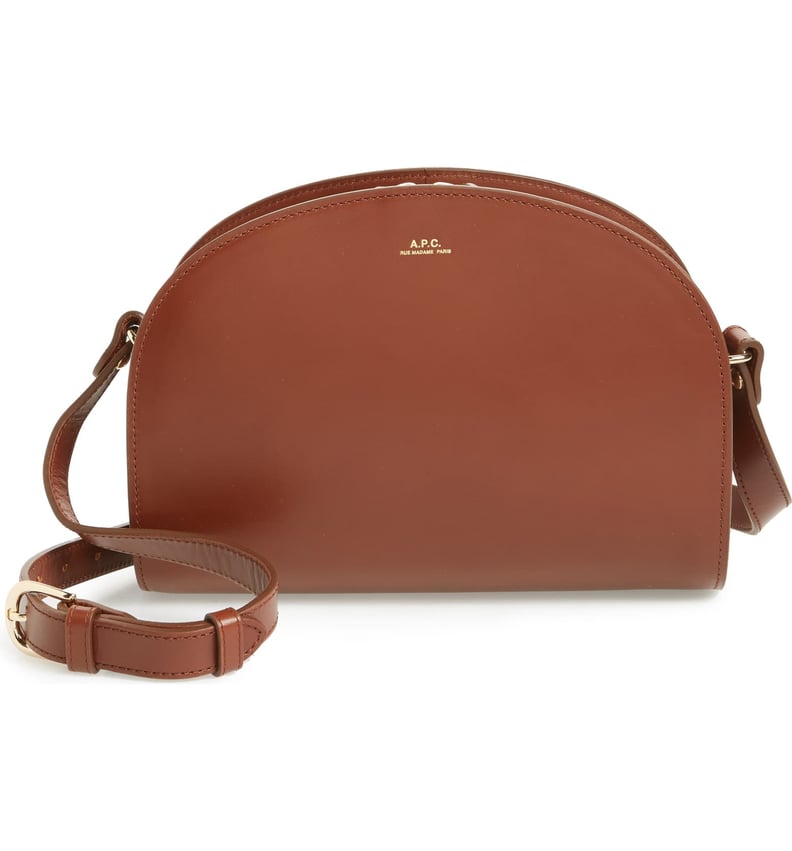 A.P.C. Sac Demi Lune Leather Crossbody Bag