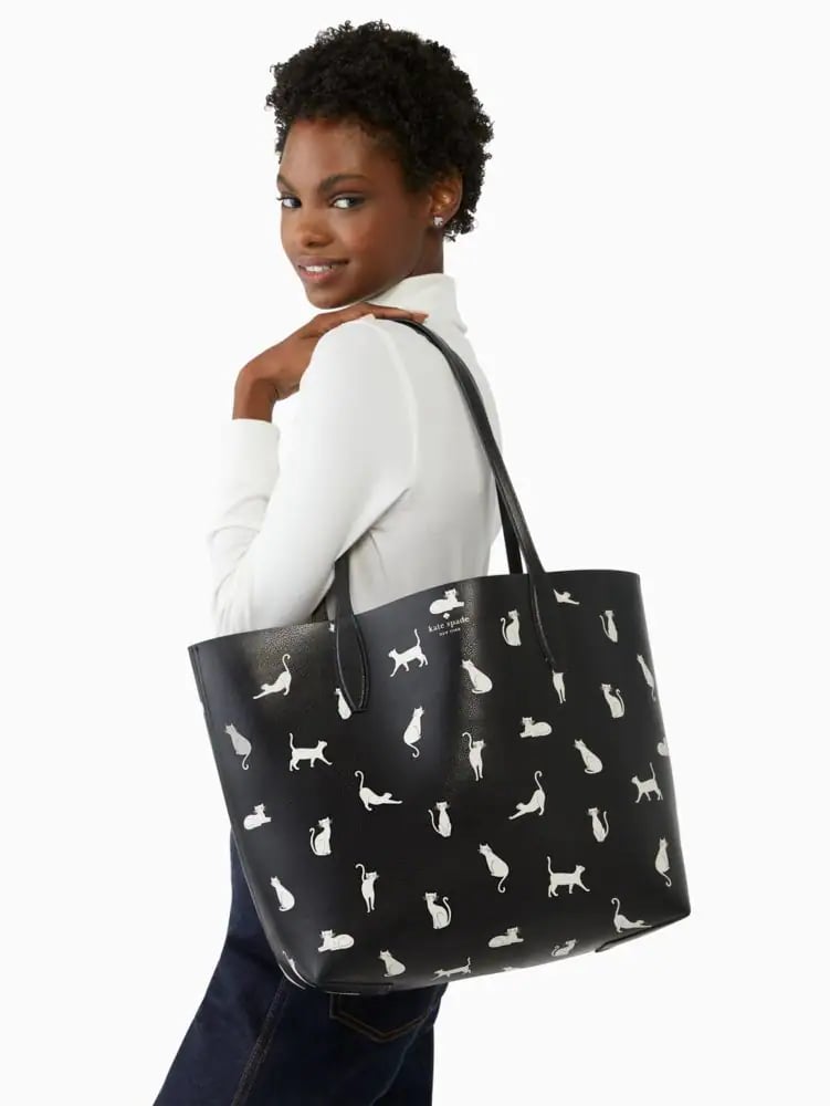 A Fashion Gift For Cat People: Kate Spade Whiskers Large Reversible Cat Tote Bag