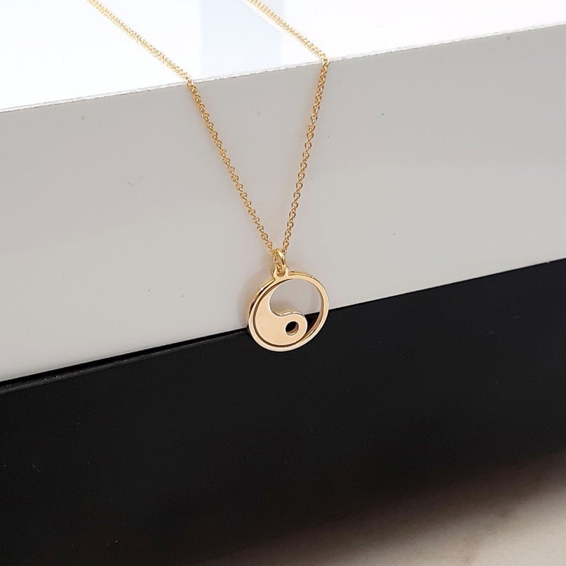 14K Solid Gold Yin Yang Necklace