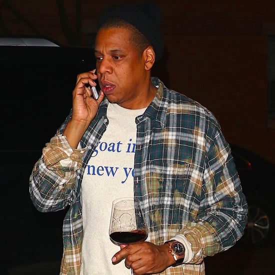 Jay Z Wearing a Goat Shirt and Drinking Wine in NYC 2017