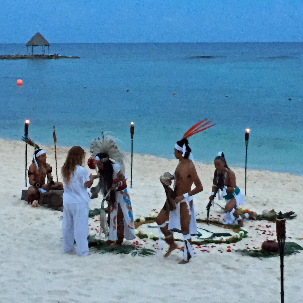 This is a Mayan beach ceremony at the Grand Oasis Tulum.