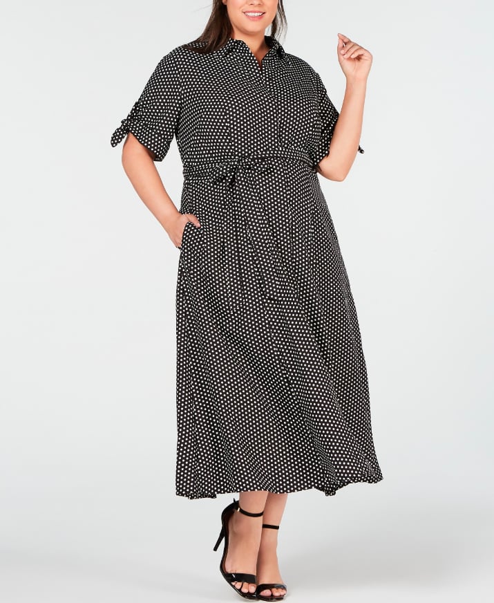 Calvin Klein Plus Size Polka-Dot Shirt Dress