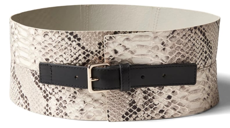 Snake-Effect Leather Corset Waist Belt