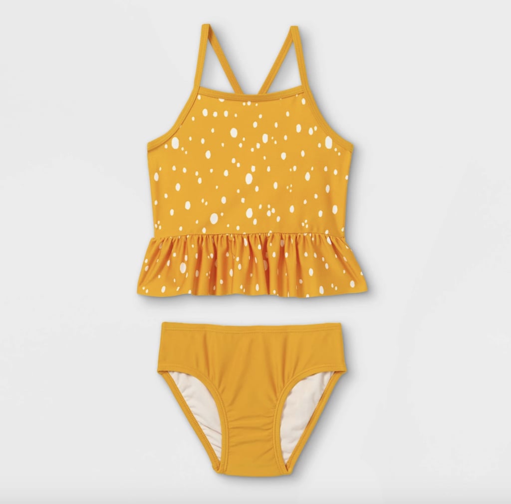 Cat & Jack Toddler Girls' Dot Print Ruffle Tankini Set