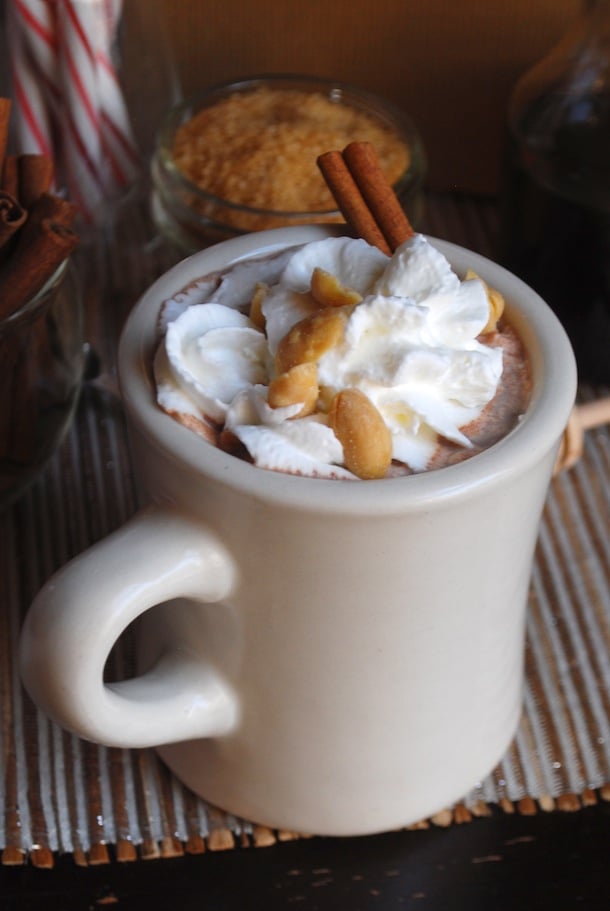 Fluffernutter Hot Chocolate With Roasted Peanuts