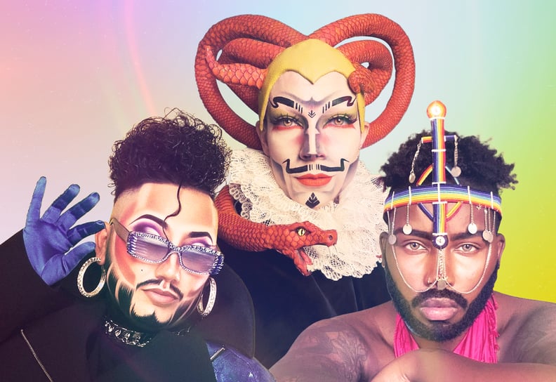 Drag king makeup is similar to that of drag queens.