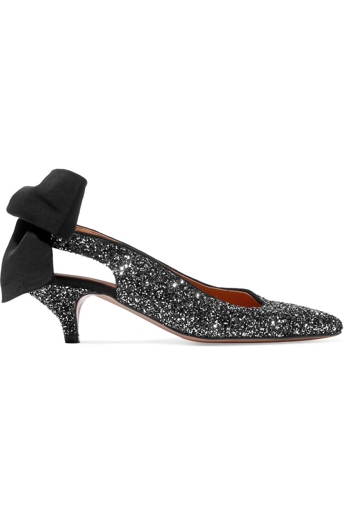 Ganni Glittered Leather Slingback Pumps
