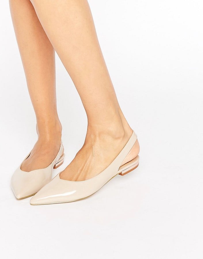 Asos Agatha Nude Slingback Point Flat Shoes