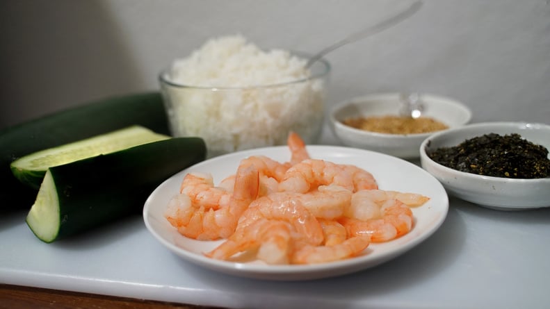 ingredients for cucumber shrimp sushi boats recipe from tiktok