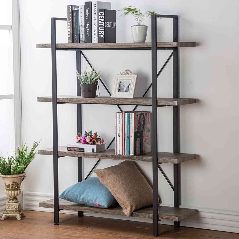 A Rustic Bookcase: HSH Furniture 4-Shelf Vintage Industrial Bookshelf