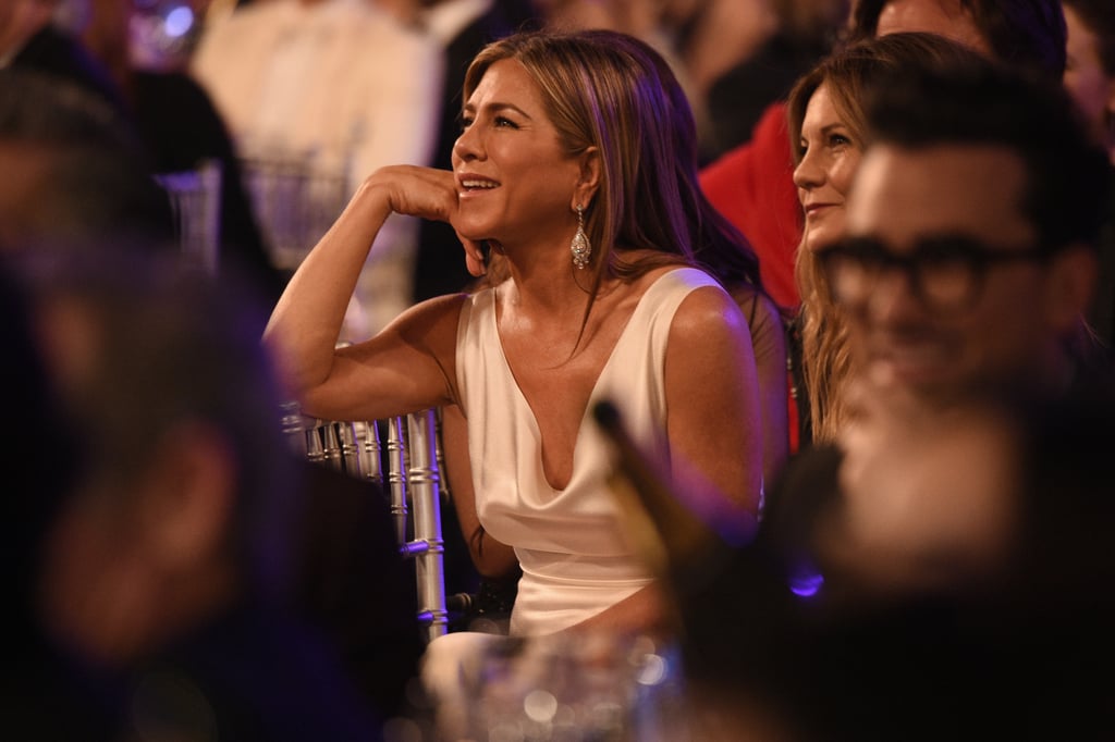 Jennifer Aniston White Silk Slip Dress at the SAG Awards