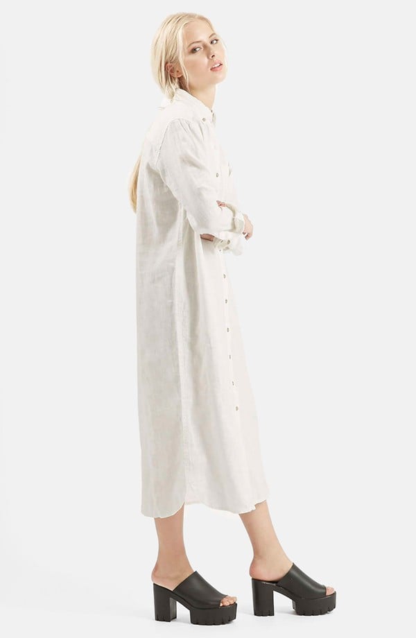 Topshop Boutique Linen Midi Shirt Dress ($115) | Kim Kardashian Wearing ...