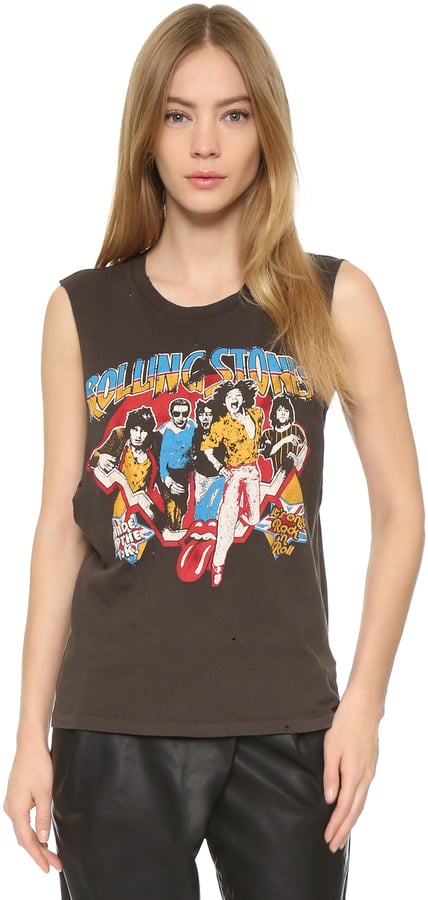 Style this Madeworn Rock Rolling Stones Tank ($160) with a pair of denim cutoffs.