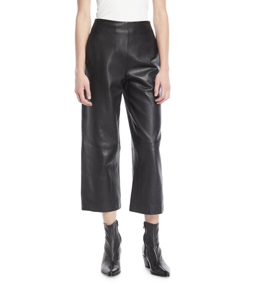 Vince High-Rise Cropped Leather Culotte Pants