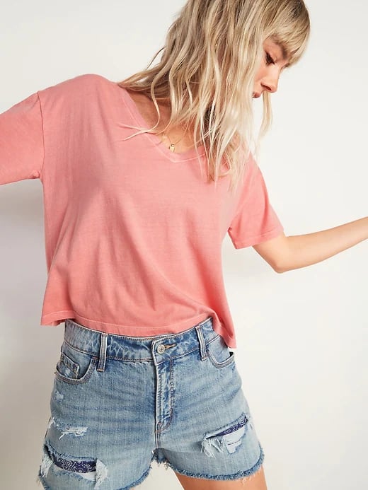 Old Navy Loose Specially Dyed V-Neck Crop Tee