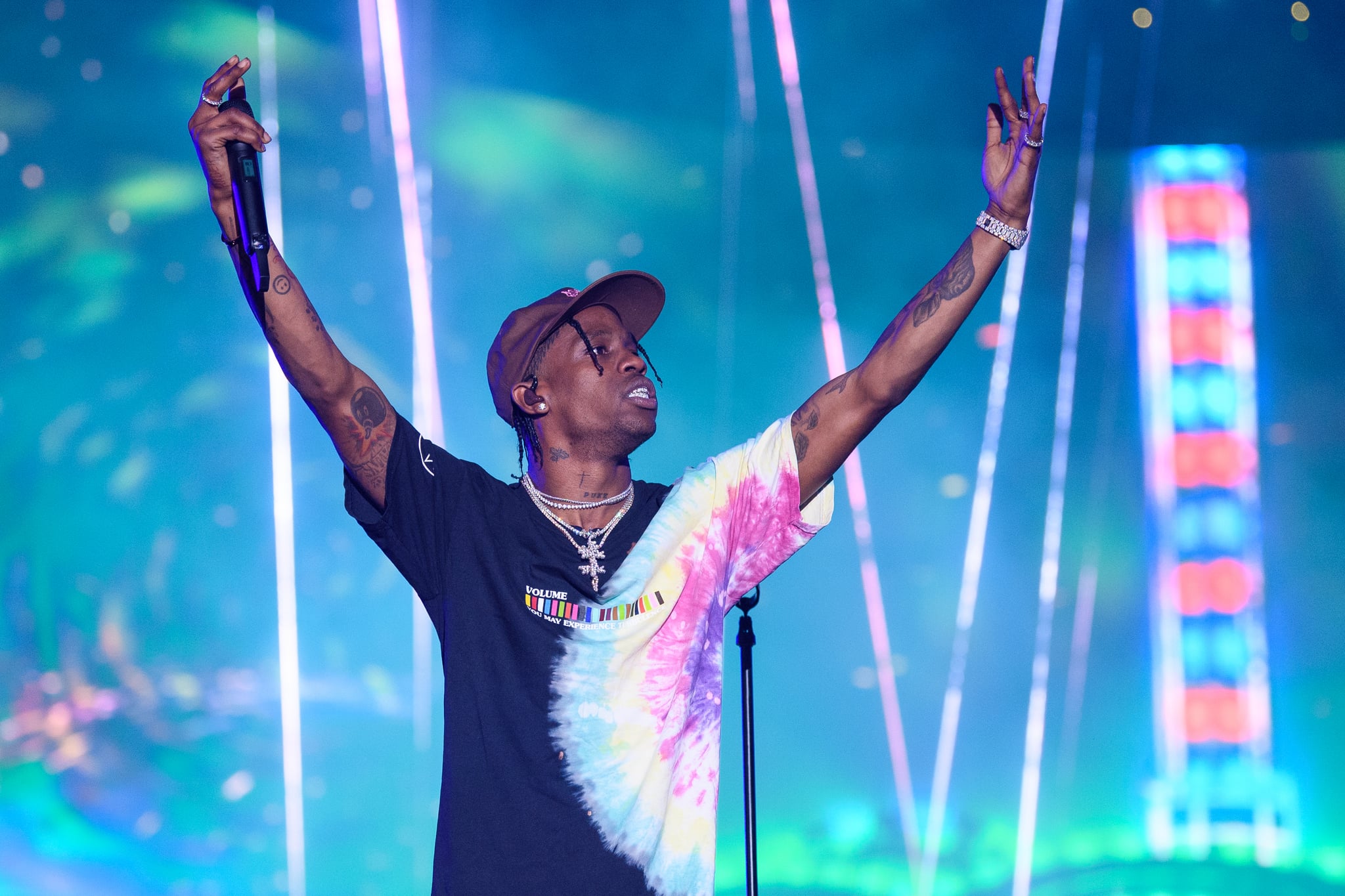 FORT LAUDERDALE, FL - MAY 11:  Travis Scott performs on stage during day two of Rolling Loud at Hard Rock Stadium on May 11, 2019 in Miami Gardens , FL.  (Photo by Jason Koerner/Getty Images)