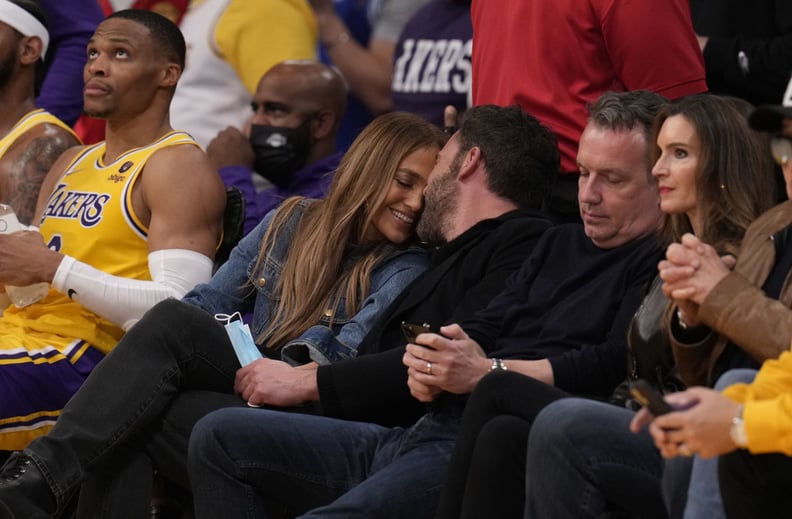 Jennifer Lopez and Ben Affleck at an NBA Game in December 2021