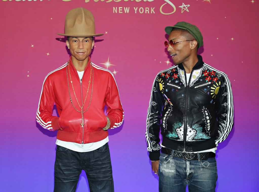 Pharrell came face to face with his wax figure at Madame Tussauds in NYC on Monday.