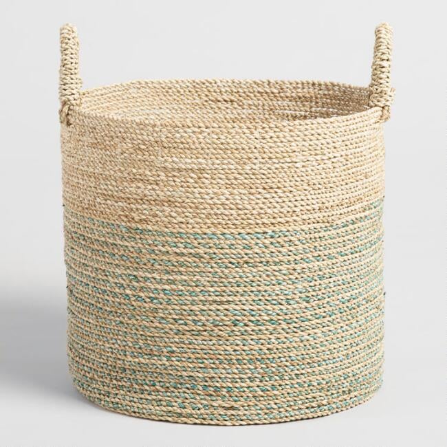 Large Teal Seagrass Sadie Tote Basket
