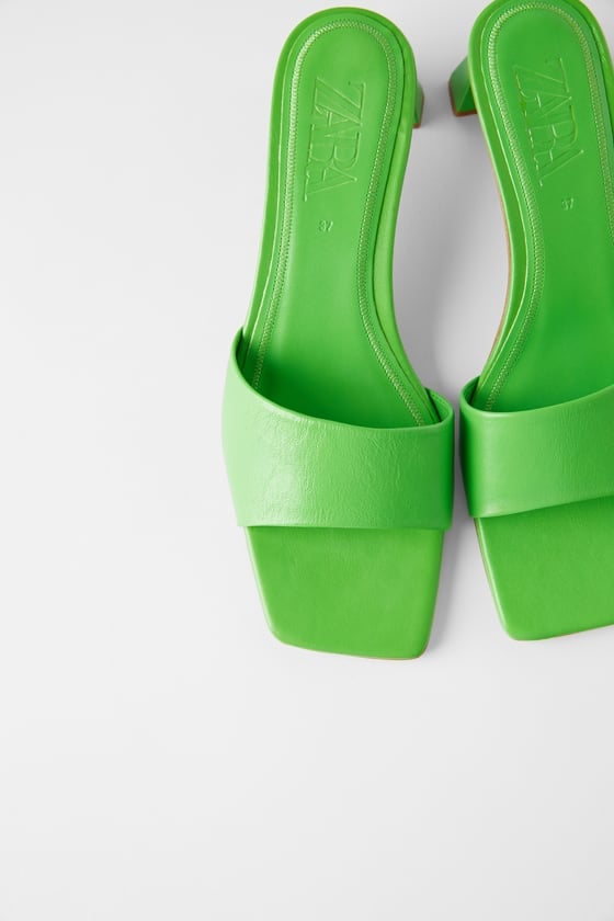 Zara Mid-Heel Leather Slides