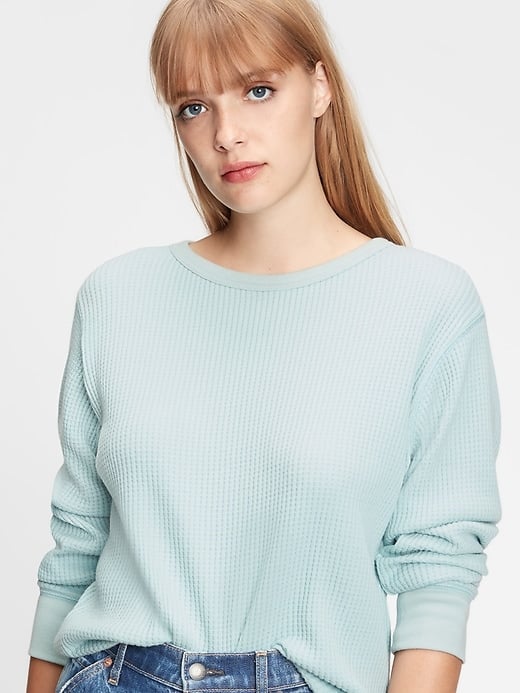 Gap WaffleKnit Crewneck TShirt Best Pastel Clothes 2021 POPSUGAR