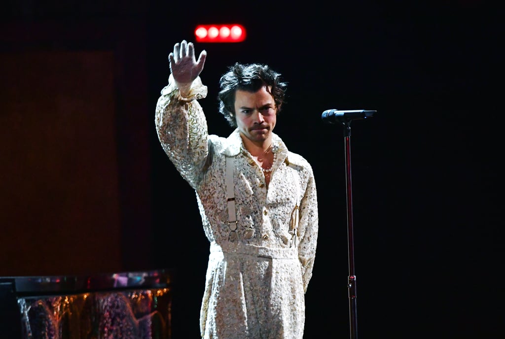 Harry Styles's Lace Gucci Jumpsuit at the 2020 BRIT Awards ...