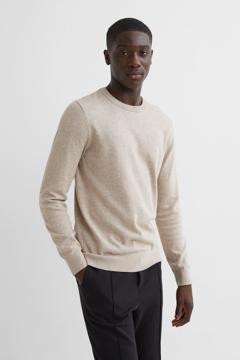 H&M Slim Fit Fine-Knit Cotton Sweater