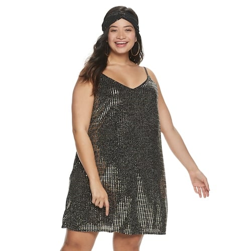 Candie's Plus Size Sparkle Slip Dress