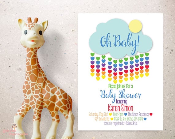 Rainbow Baby Shower Invitations