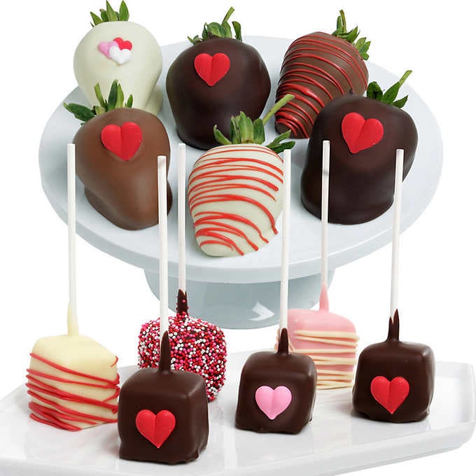 Heart Belgian Chocolate Covered Strawberries and Cheesecake Combo ($40)