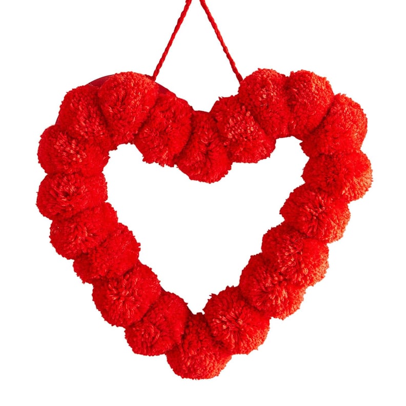 14" Pom-Pom Heart Wreath