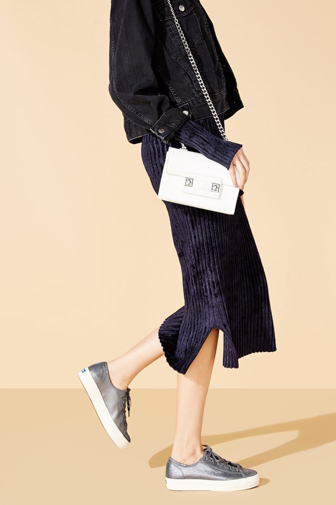 This posh look oozes effortlessness with an athleisure vibe, making it perfect for a night on the town. Trust us: with statement sneakers like these, you won't miss your going-out heels. Just as wow-worthy, but 100 times more comfortable, these stylish kicks will instantly elevate any after-dark ensemble. And in these beauties, you can confidently own the dance floor all night long, guaranteed.
Triple Kick Glitter Sneakers ($70)